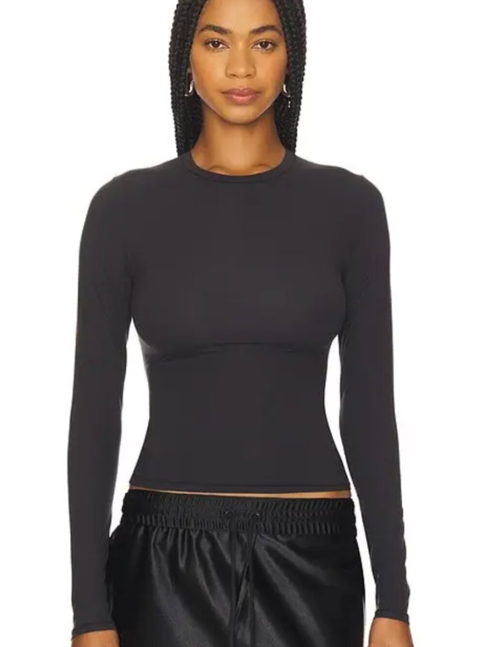 SKIMS Fits Everybody Crewneck Long-Sleeve T-Shirt - Onyx